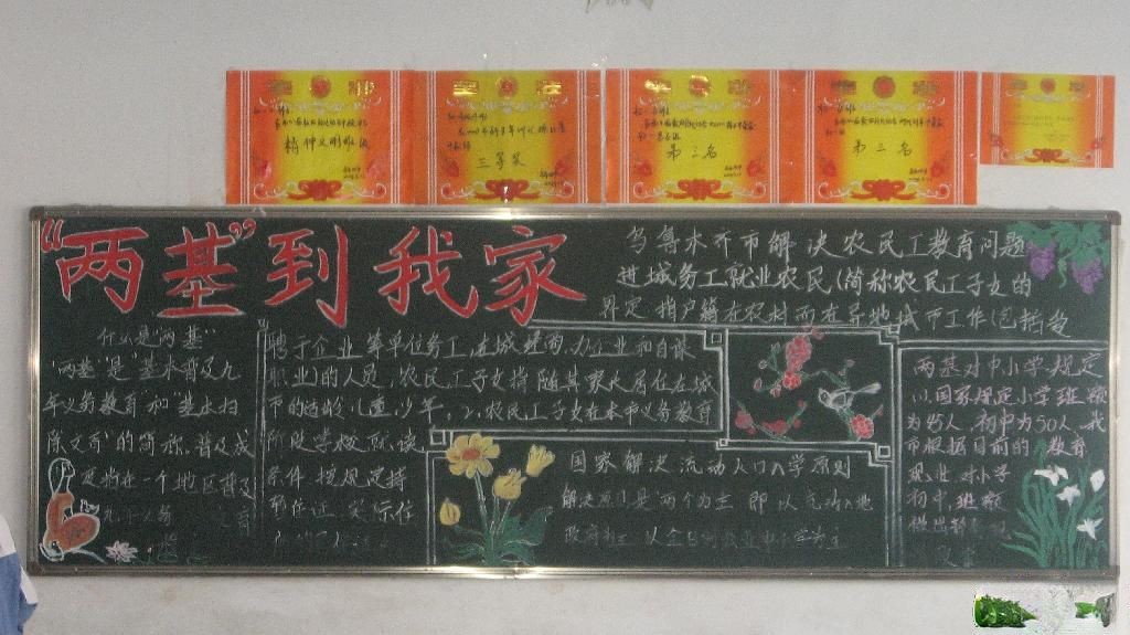 两基迎国检专题黑板报设计