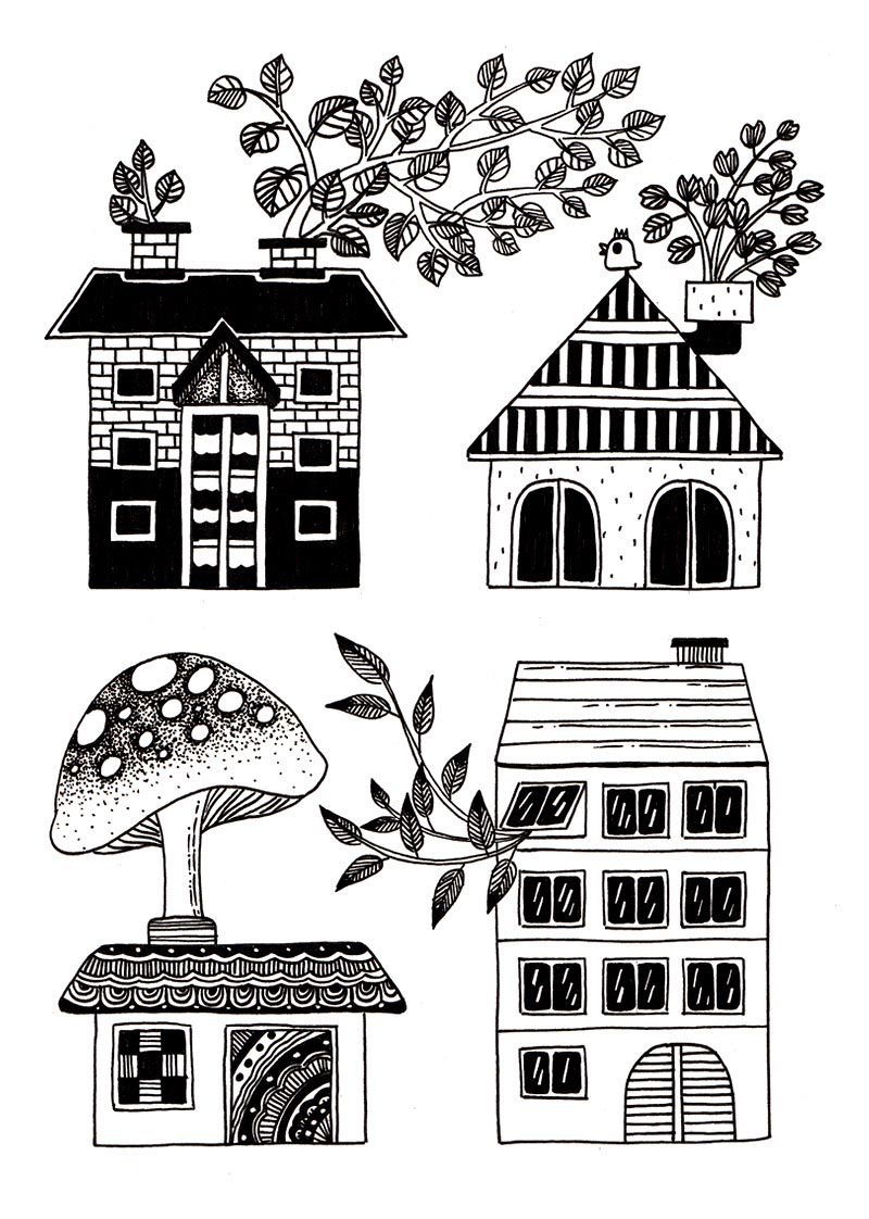 房屋建筑类手抄报插画素材大全