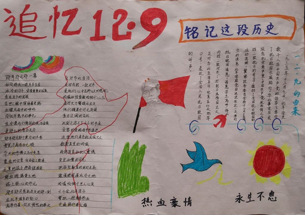 追忆129运动手抄报图片