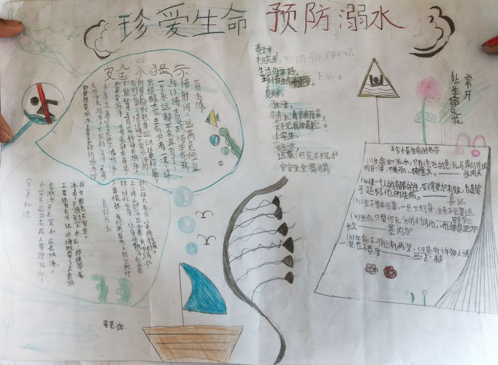 珍惜生命防范溺水手抄报 珍惜生命防范溺水手抄报