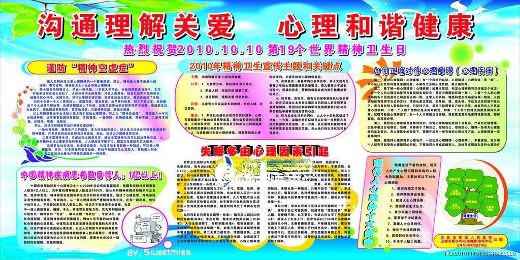 精神病板报：沟通理解关爱 心理和谐健康