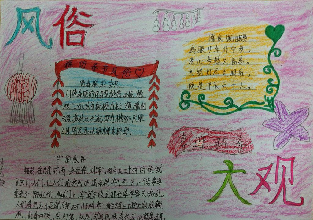语文综合性作业：民风民俗手抄报