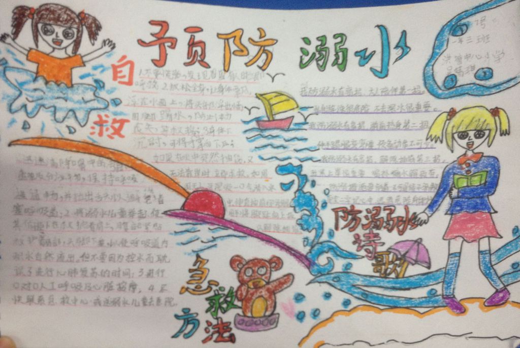 防溺水警钟长鸣手抄报