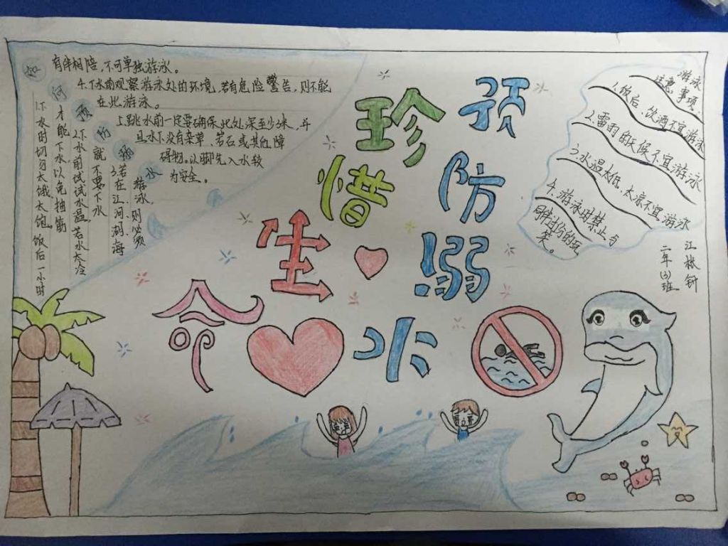 小学生溺水手抄报