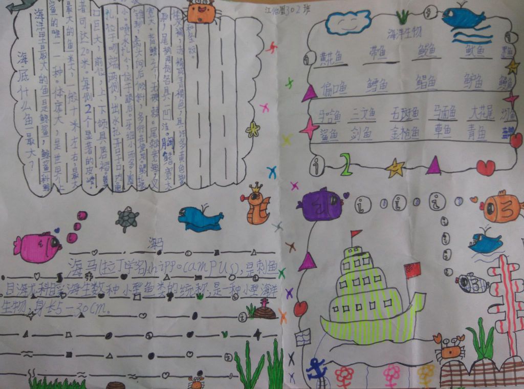 海底世界手抄报，保护蓝色海洋