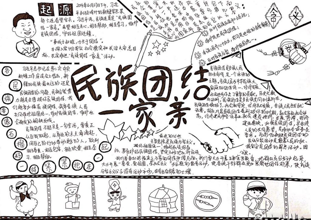 民族团结一家亲手抄报，各民族要像石榴籽一样紧紧抱在一起