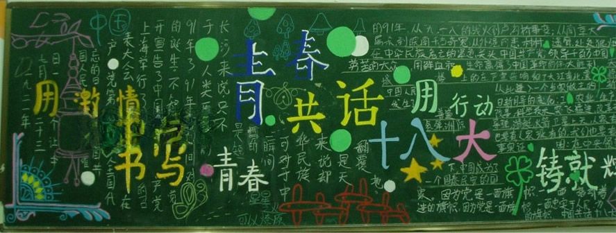 青春共话十八大黑板报 青春共话十八大黑板报