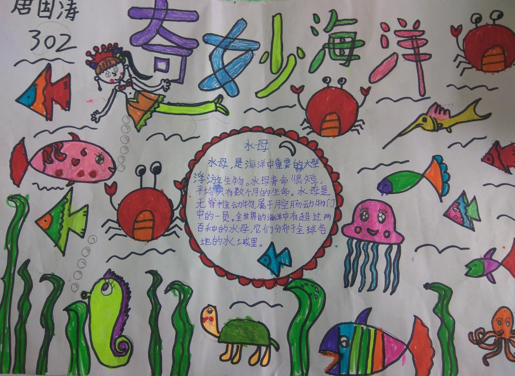 海底世界手抄报，保护蓝色海洋