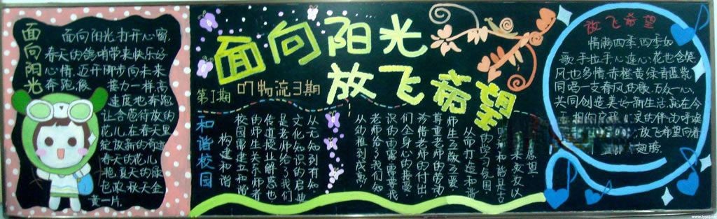 面向阳光放飞希望黑板报