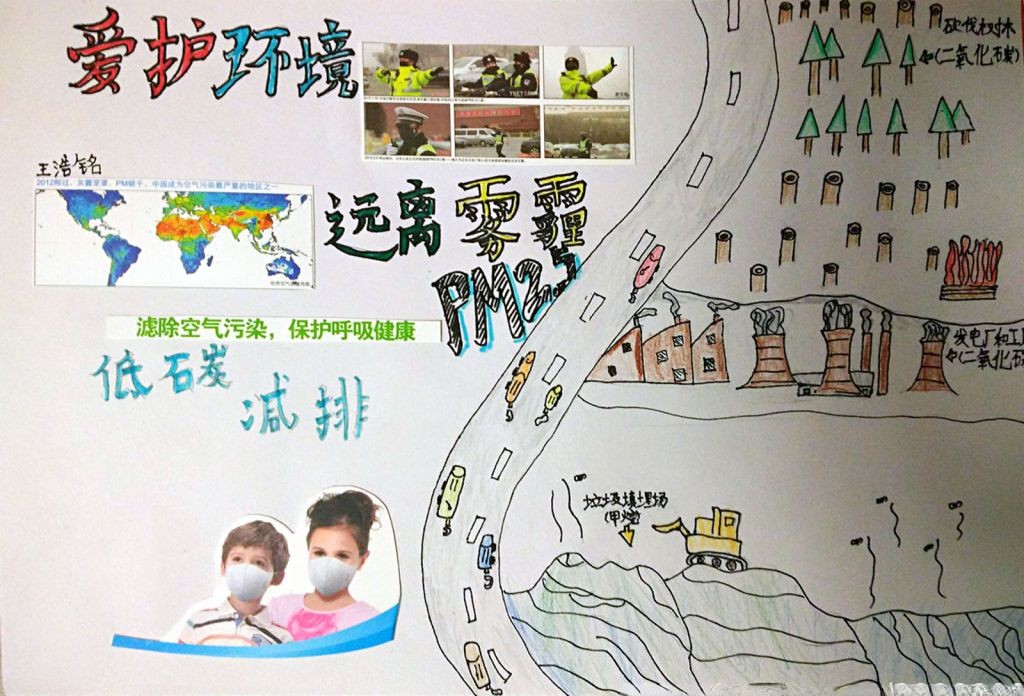 爱护环境 远离雾霾手抄报