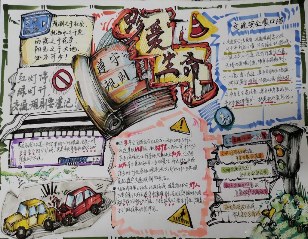 遵守规则珍爱生命手抄报，交通安全顺口溜