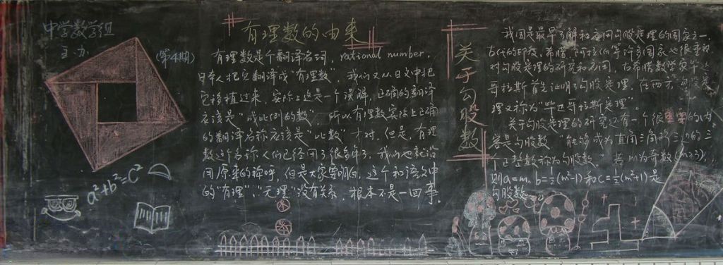 中学数学组黑板报-有理数的由来|关于勾股数