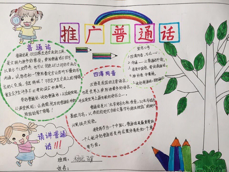 说好普通话写规范汉字手抄报图片