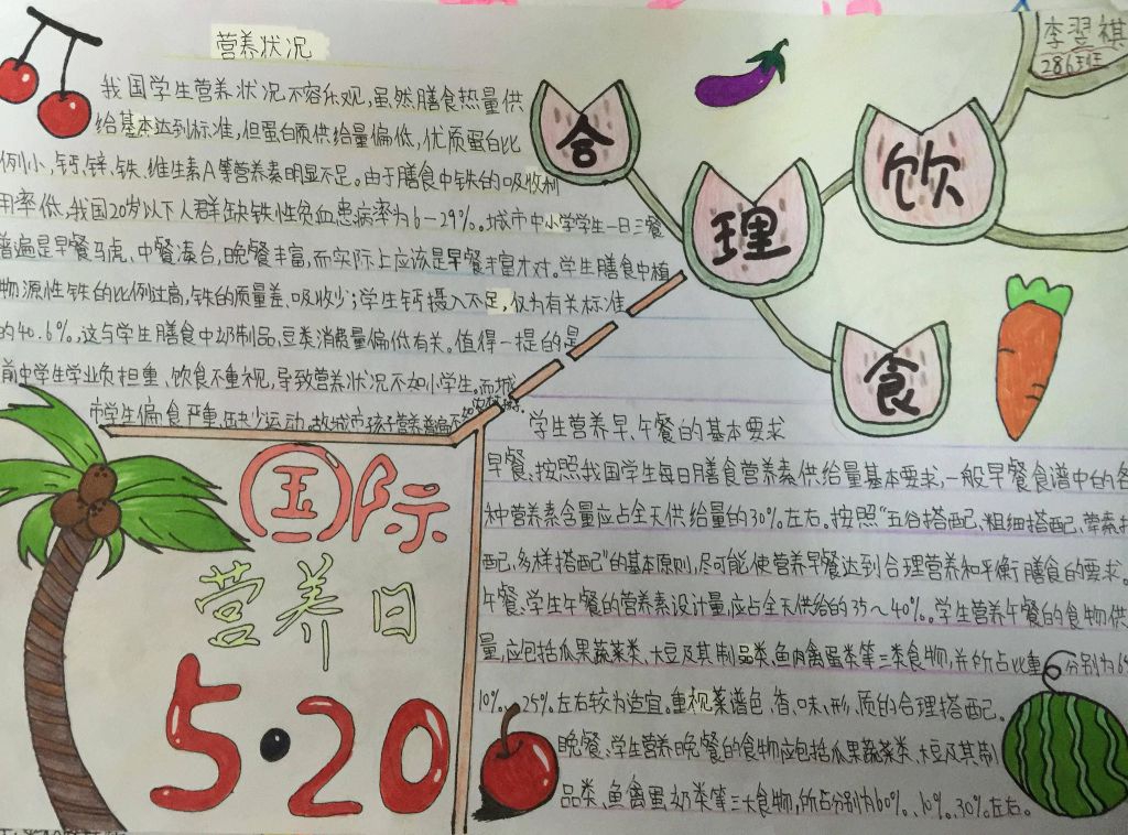 5.20国际营养日手抄报 5.20国际营养日手抄报