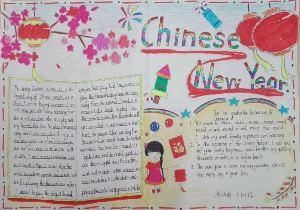 欢庆2022春节英语手抄报，Chinese new year！