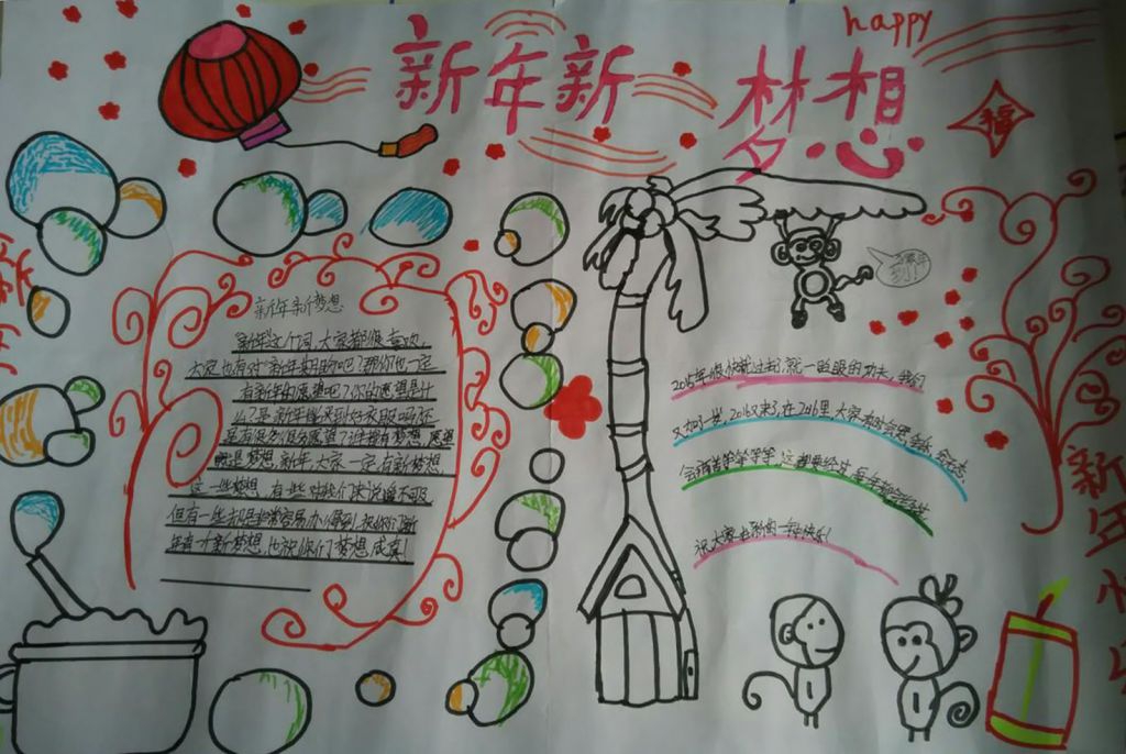新年新梦想手抄报图片展
