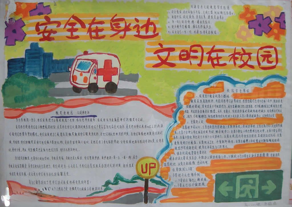 安全文明校园手抄报版面设计图