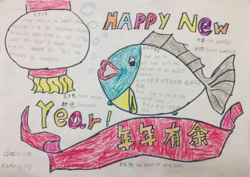 年年有余英语手抄报 年年有余英语手抄报