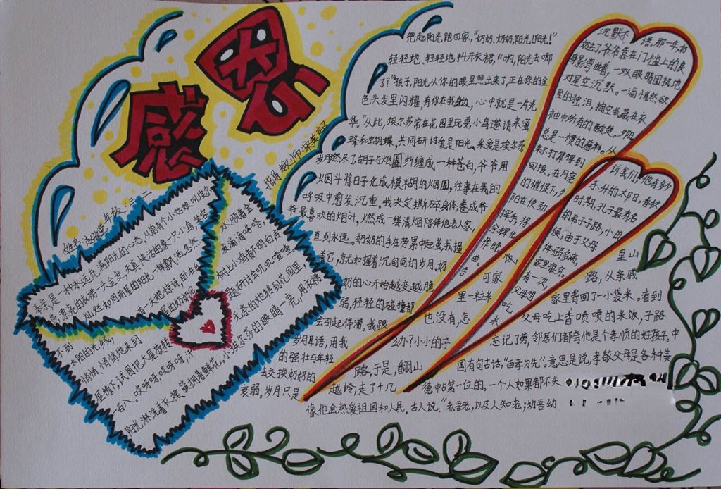 学会感恩 孝行天下手抄报