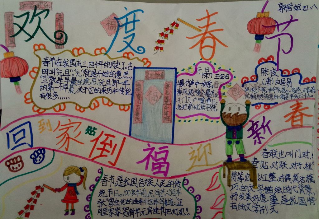 快乐春节手抄报图片大全 快乐春节手抄报图片大全