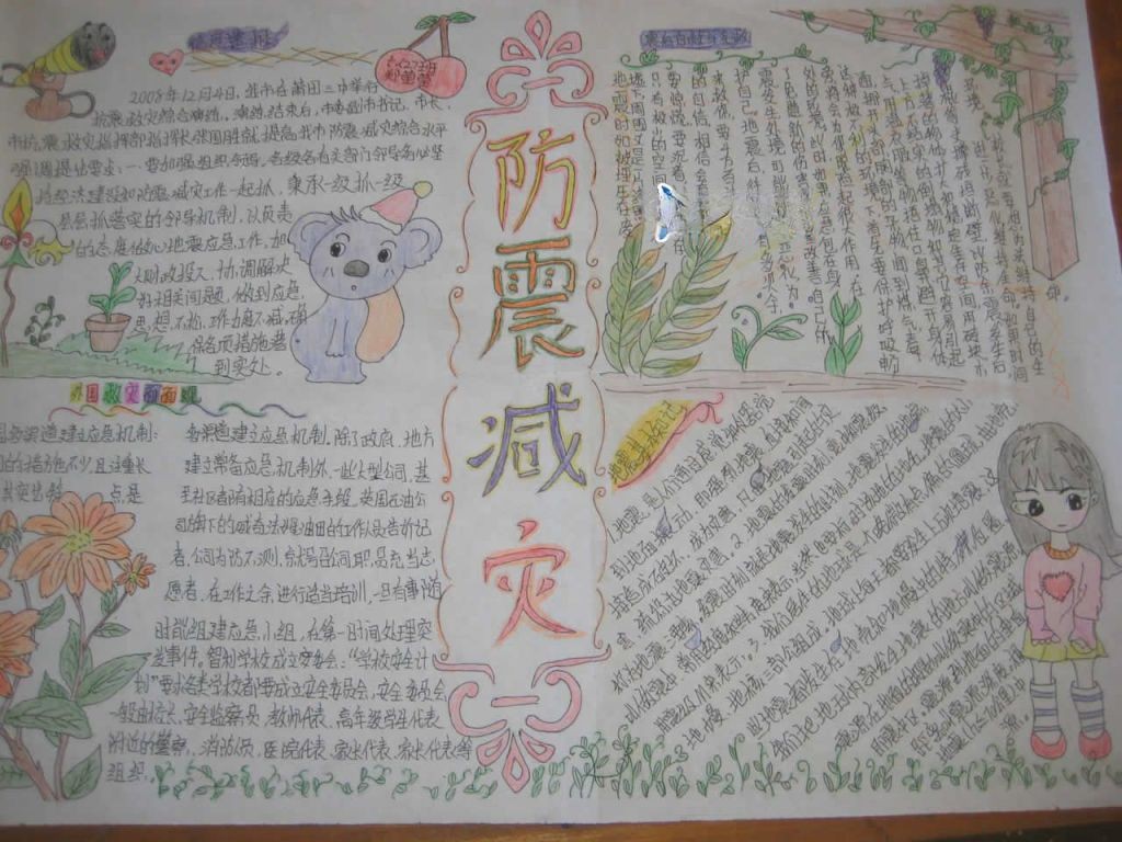 防震手抄报图片