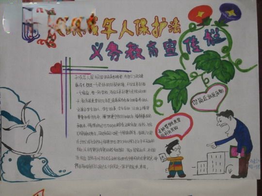 未成年保护法手抄报-义务教育宣传专栏
