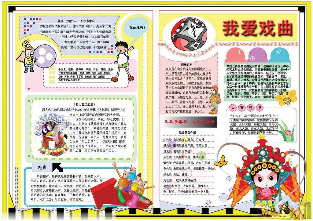 戏曲手抄报版面设计图 戏曲手抄报版面设计图