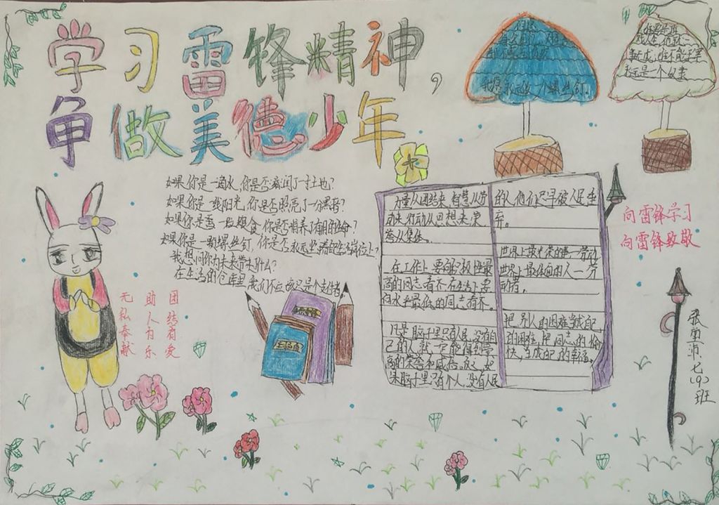 学习雷锋精神,争做美德少年手抄报