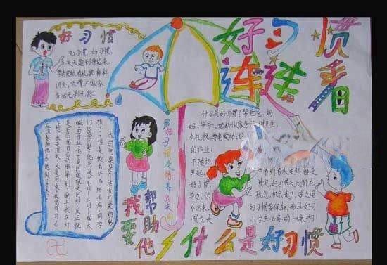 好习惯连连看手抄报图片 好习惯连连看手抄报图片