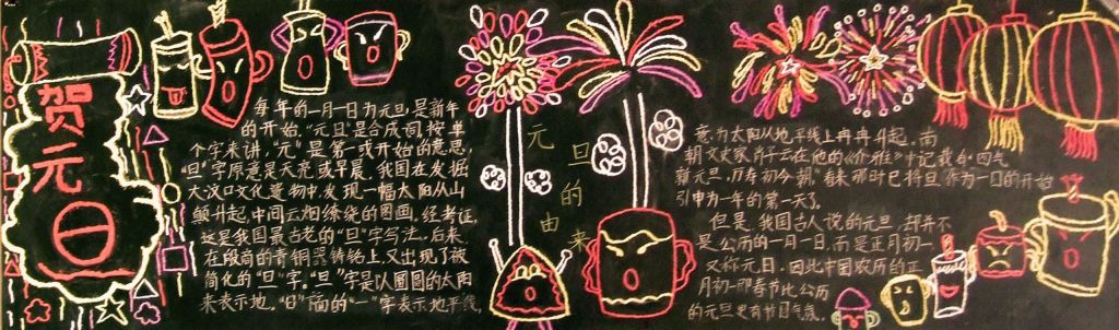 欢庆元旦快乐新年黑板报