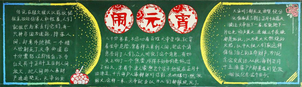 2022鸡年闹元宵黑板报图片