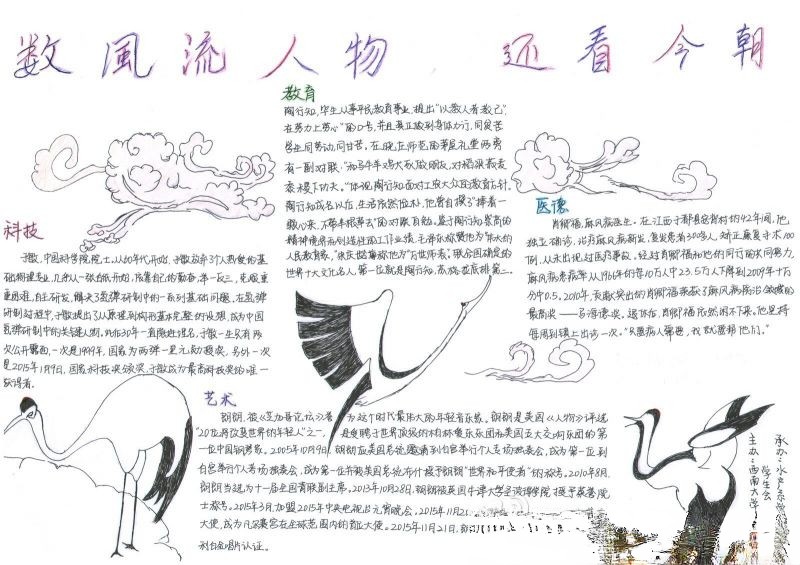 缤纷现代风流人物手抄报