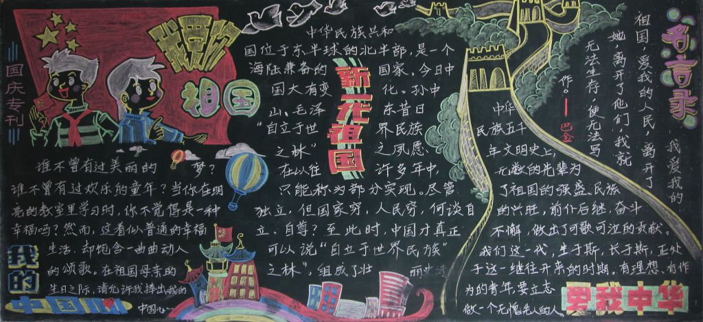 我爱你祖国黑板报版面设计图