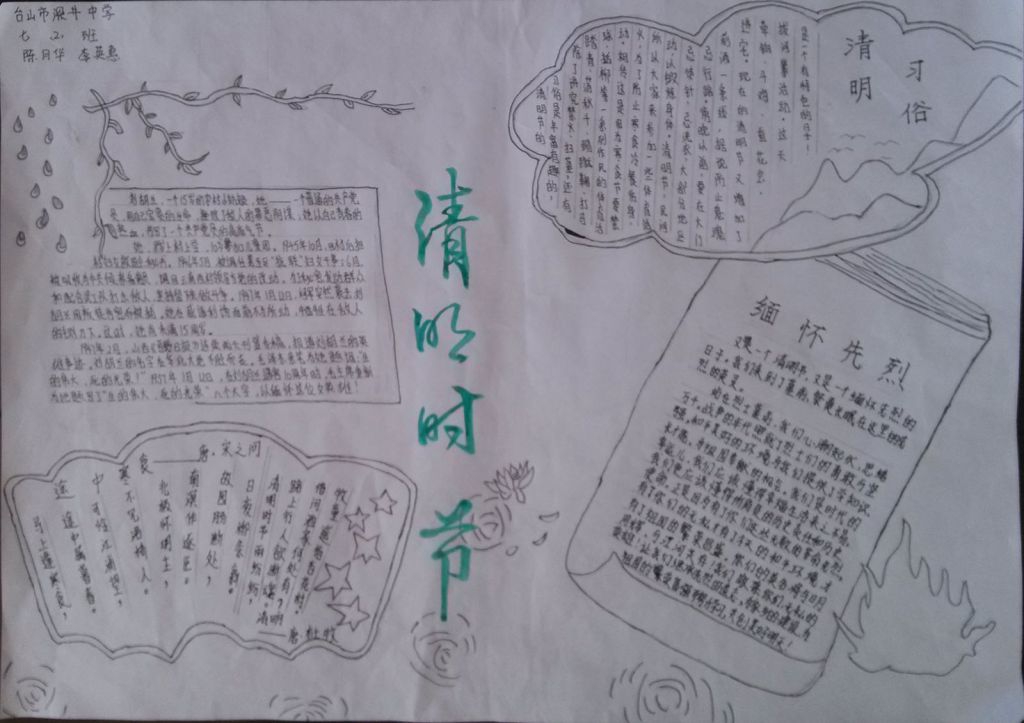 中学生清明节手抄报图片 中学生清明节手抄报图片
