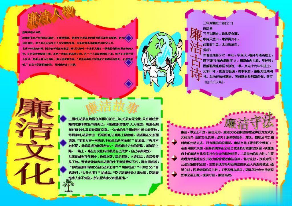 廉洁文化电子手抄报欣赏