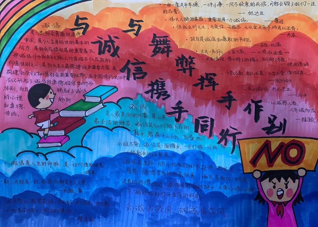 诚信考试拒绝舞弊手抄报大全，与诚信携手同行与舞弊挥手告别