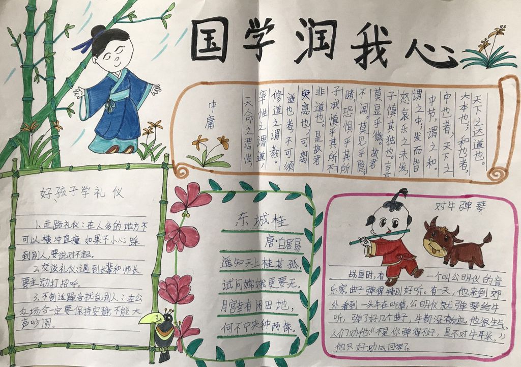 国学润我心手抄报图片