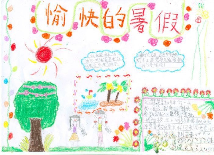 愉快的暑假手抄报设计图