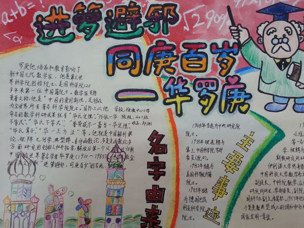 进箩避邪同庚百岁—华罗庚手抄报