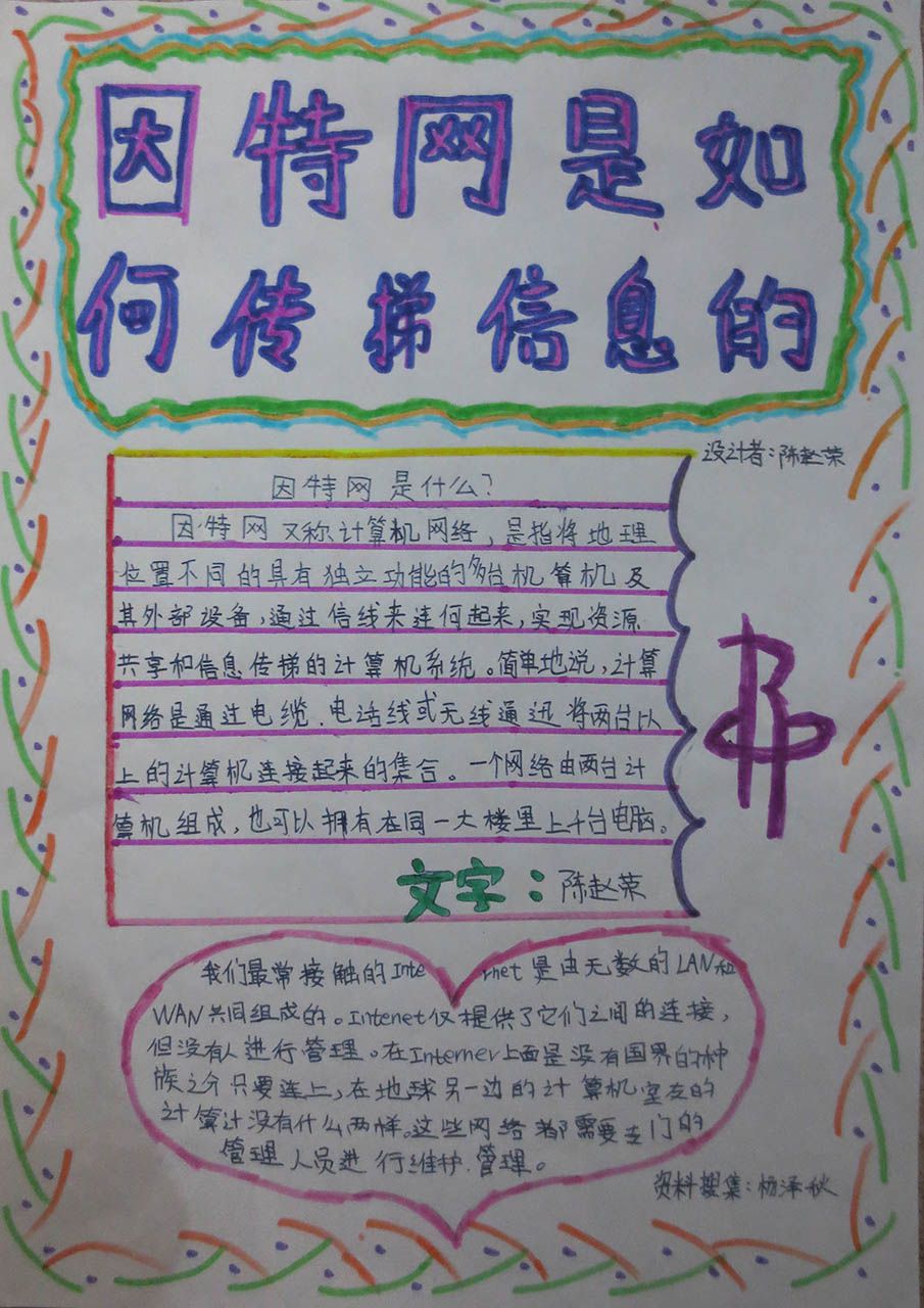 因特网传递信息手抄报 因特网传递信息手抄报