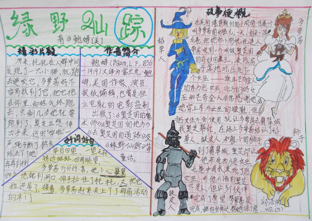 绿野仙踪手抄报大全