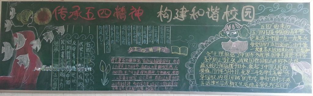 传承五四精神黑板报