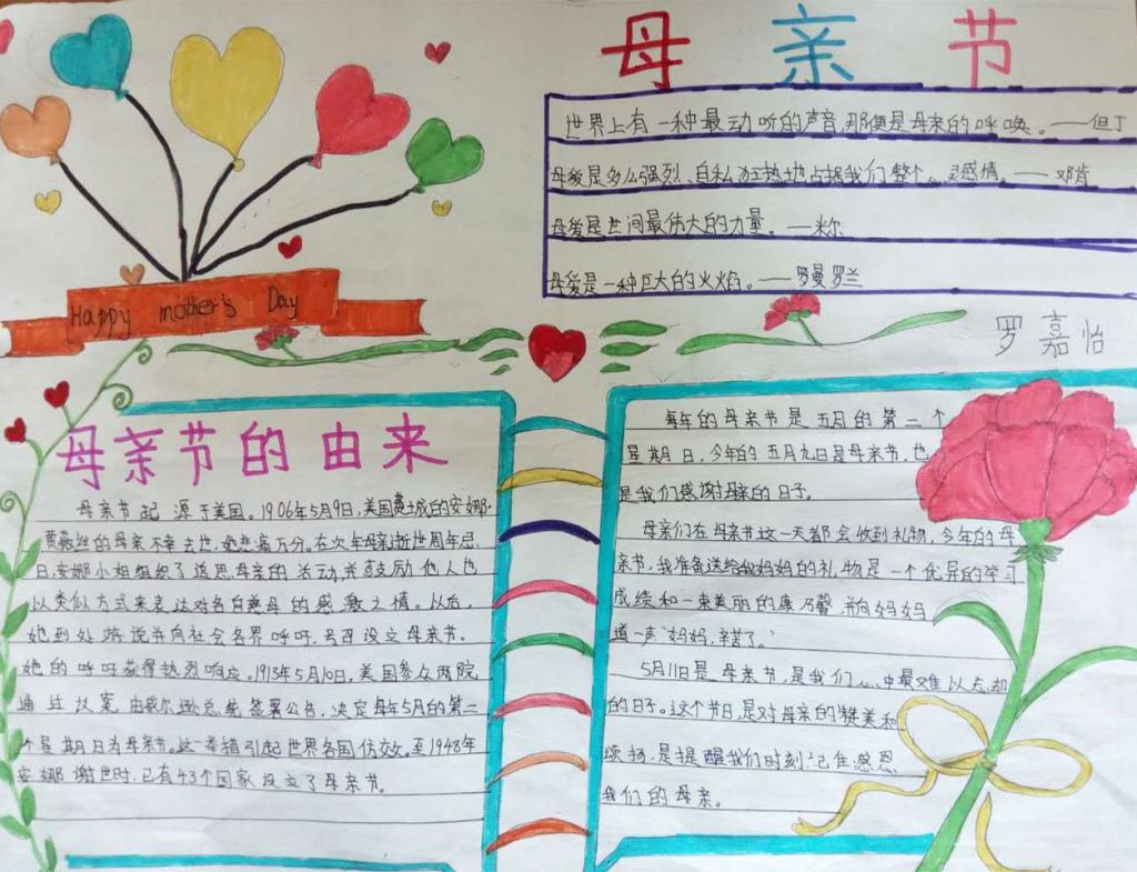 母亲节实践活动手抄报