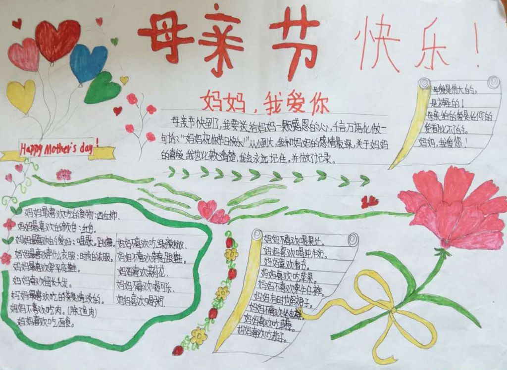 母亲节实践活动手抄报