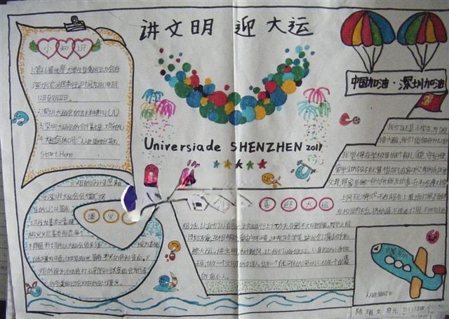 讲文明迎大运手抄报设计图欣赏