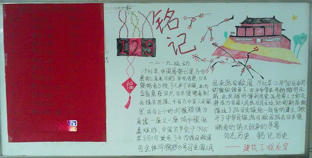 铭记一二九板报图片