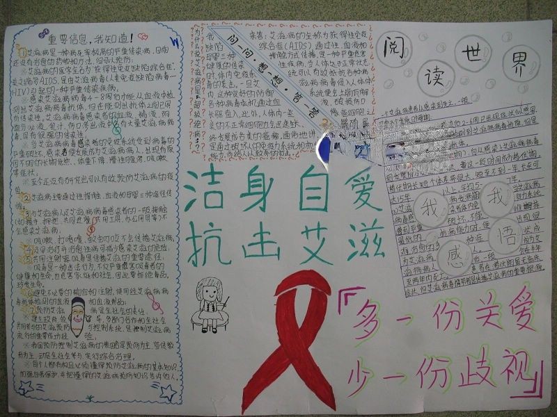 洁身自爱 抗击艾滋手抄报作品