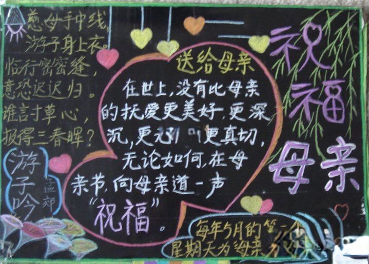 小学生祝福母亲节黑板报
