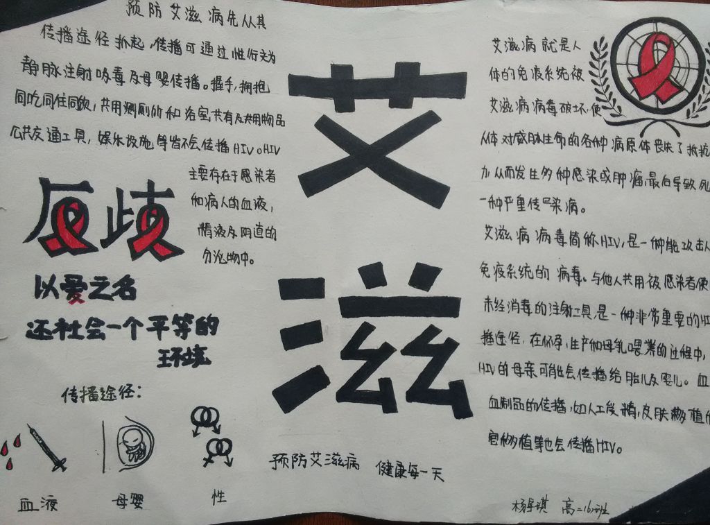 珍爱生命远离艾滋手抄报
