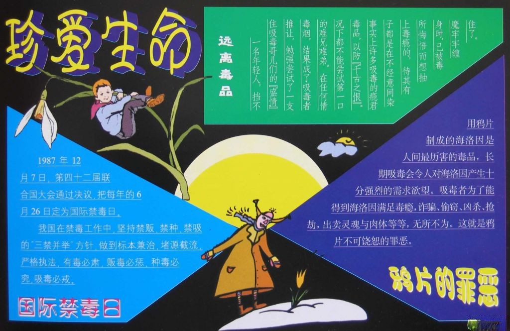 国际禁毒日板报-珍爱生命|鸦片的罪恶
